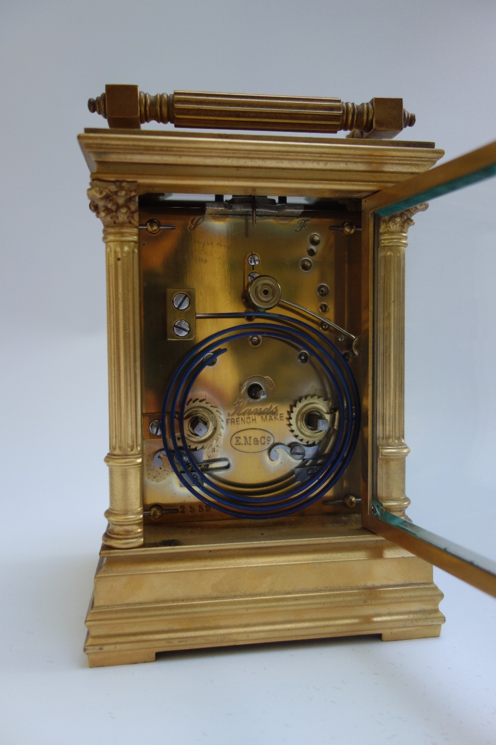 A French late 19th century gilt brass cased carriage clock, - Image 3 of 8