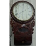 A mahogany cased drop dial wall clock, 19th century,