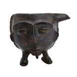 An unusual African fertility vessel, early 20th century, coconut and leather bound,