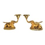 A pair of French gilt bronze candlesticks, late 19th century,