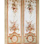 A pair of large French Aubusson hangings, late 19th century, each foliate decorated,