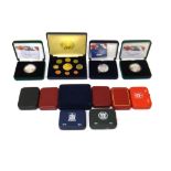 United Kingdom and foreign proof commemorative coins, comprising; two 2004 five pound crowns,