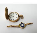 A lady's 9ct gold circular half hunting cased wristwatch, with an unsigned Swiss jewelled movement,