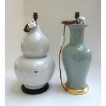 A modern Chinese style pottery table lamp,