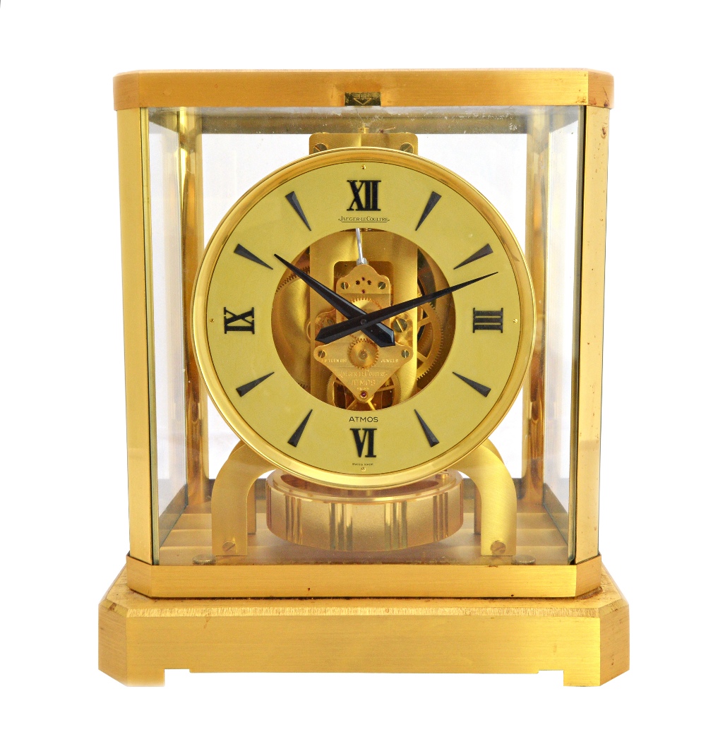 A Jaeger Le Coultre brass cased Atmos clock, late 20th century, serial number 563996,