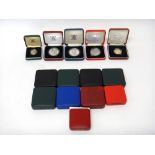 United Kingdom silver proof coins, comprising; five five pound crowns 1998, 1993, 1997,