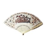 A Cantonese painted feather fan, 19th century,