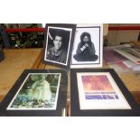 A group of individual framed photos with autographs; including Mel Gibson,