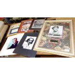 A group of signed photos including the cast of 'Ab Fab', Dinah Washington, Michael Caine and others.