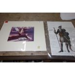 Two Sean Connery signed photos together with a reproduction costume design for 'The Avengers'