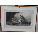 After Sir Oswald Walters Brierly, The decisive action with the Armada, etching by David Law,