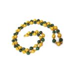 A gold bead and aventurine green bead necklace, in a classical design,