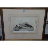 William Lionel Wyllie (1851-1931), Warships, etching, signed in pencil, 14cm x 23.5cm.