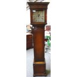 An oak cased grandmother clock, late 19th/early 20th century,