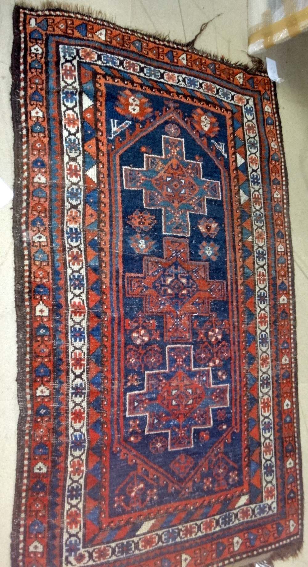 A Sarough rug, Persian, the madder floral field with stepped black medallion, ivory spandrels, - Image 2 of 8