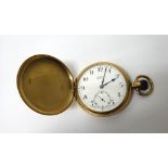 A gentleman's 9ct gold cased, keyless wind, hunting cased pocket watch,