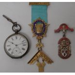 A silver gilt and blue enamelled Masonic Lodge jewel, detailed Holborn Composite Lodge No 4076,