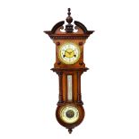A Continental walnut cased wall clock compendium, circa 1900,