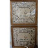 Two late 19th century silkwork panels,