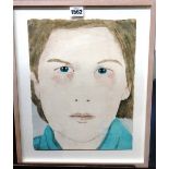 James Rielly (b.1956), Face with blue shirt, watercolour, 33cm x 25cm.