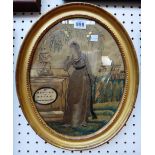 A Regency oval silkwork picture 'In memory of a dear Grandmother', in a giltwood frame,