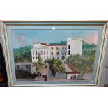 Madeiran School (19th century), Quinta with figures; View from a Quinta towards the sea, a pair,