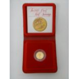 An Elizabeth II proof half sovereign 1980, with a Royal mint case.