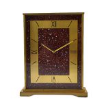 A Jaeger Le Coultre gilt metal eight day mantel clock, circa 1970,
