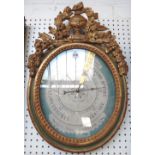 A French oval wall barometer of 18th century style,