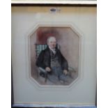 Octavius Oakley (1800-1867); Portrait of a gentleman seated in armchair, watercolour,