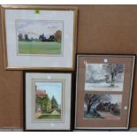 A group of four watercolours, including views of Hampton Lucy, Warwickshire; and Little Packington,