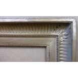 A 19th century plaster frame with reeded decoration, later gold painted, aperture 76cm x 113cm.