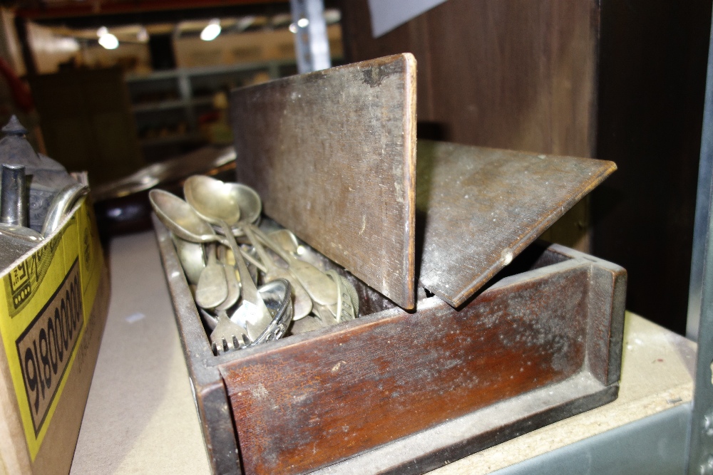 A quantity of assorted silver plate including part tea sets, flatware, cased carving set and sundry.