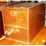 A 20th century oak two drawer table top filing cabinet, 31cm wide.