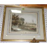 John Chessell Buckler (19th century), Oxford from Christchurch walks, watercolour, signed,