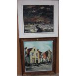 Continental School (20th century), Street scene in Old Bruges, oil on canvas,