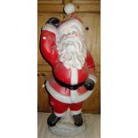 Two large plastic father Christmas figures,