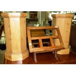 A pair of pine octagonal stands and an adjustable book stand.