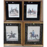 Two aquatints of Cavalrymen on horseback, and a further two lithographs of similar subjects,