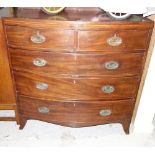 A 19th century mahogany bowfront chest of two short and three long drawers, 104cm wide.