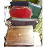 A rosewood jewellery box and a quantity of 19th century and later leather jewellery boxes.