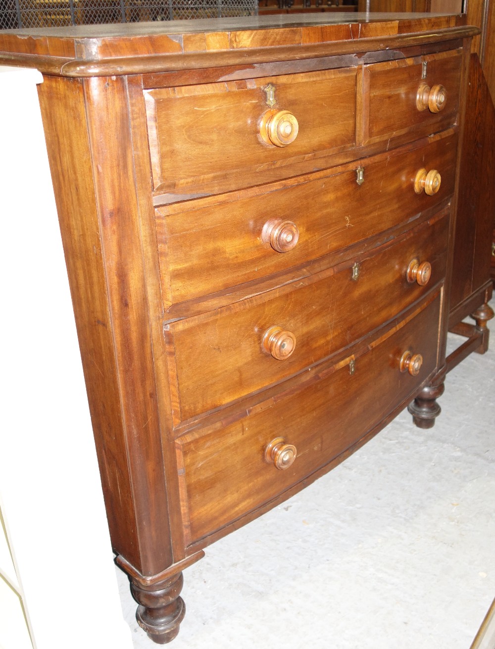 A 19th century mahogany chest of two short and three long graduated drawers, 110cm wide.