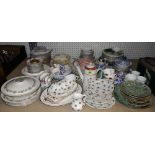 A quantity of ceramics including Copeland, Spode coffee pot,