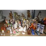 A quantity of mainly Continental ceramic figures.