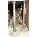 A quantity of metalware collectables including a large pair of pewter candlesticks converted to