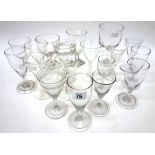 A collection of eighteen English drinking glasses,