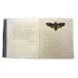 A hand written album of verse, circa 1830's, adorned with watercolours and hand coloured engravings,