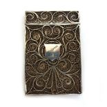 An Indian rectangular silver filigree visiting card case, second half 19th century,