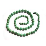 An amazonite bead necklace, the round be