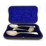 A cased pair of George III silver Old En